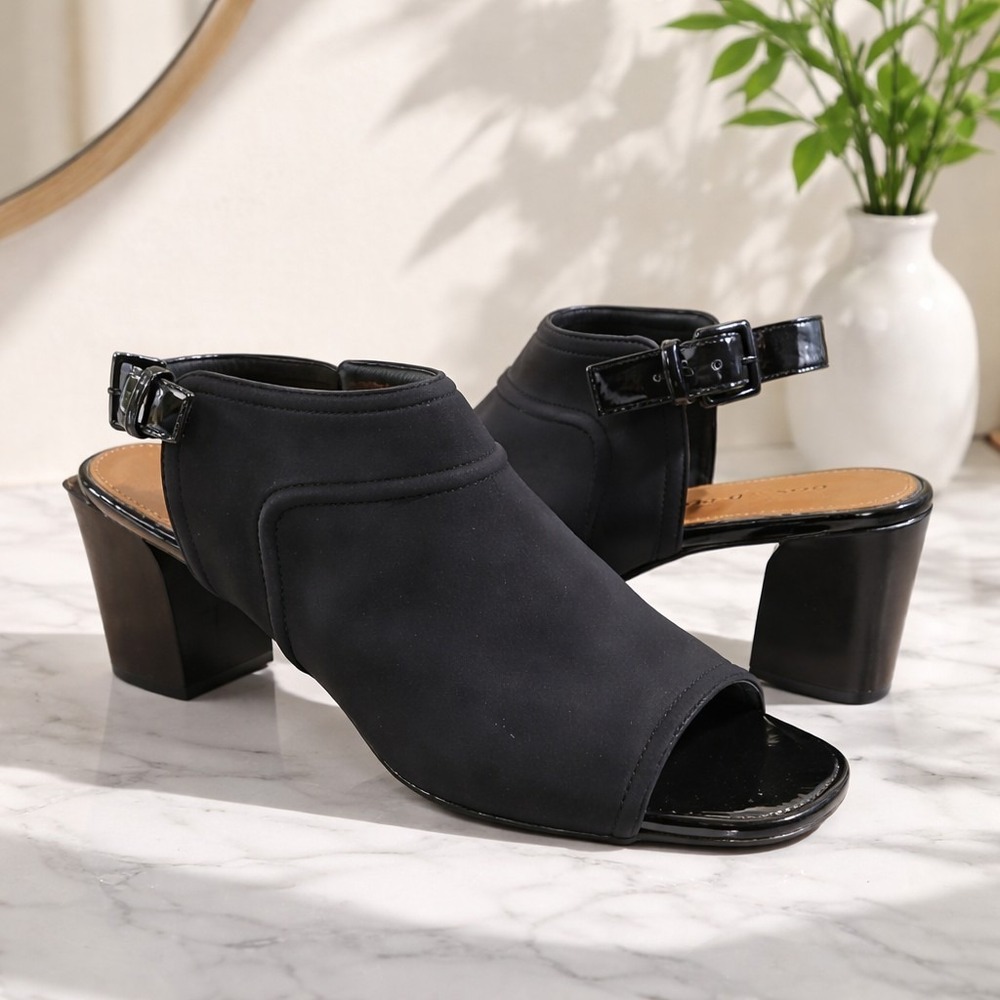Donald Pliner SZ 9.5 Black Open Toe Sling Back 3" Heel Sandal Shoe
